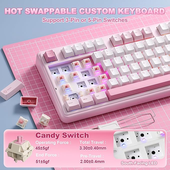 YUNZII B98 PRO QMK/VIA Wireless Mechanical Gaming Keyboard, 96% Layout - Image 6