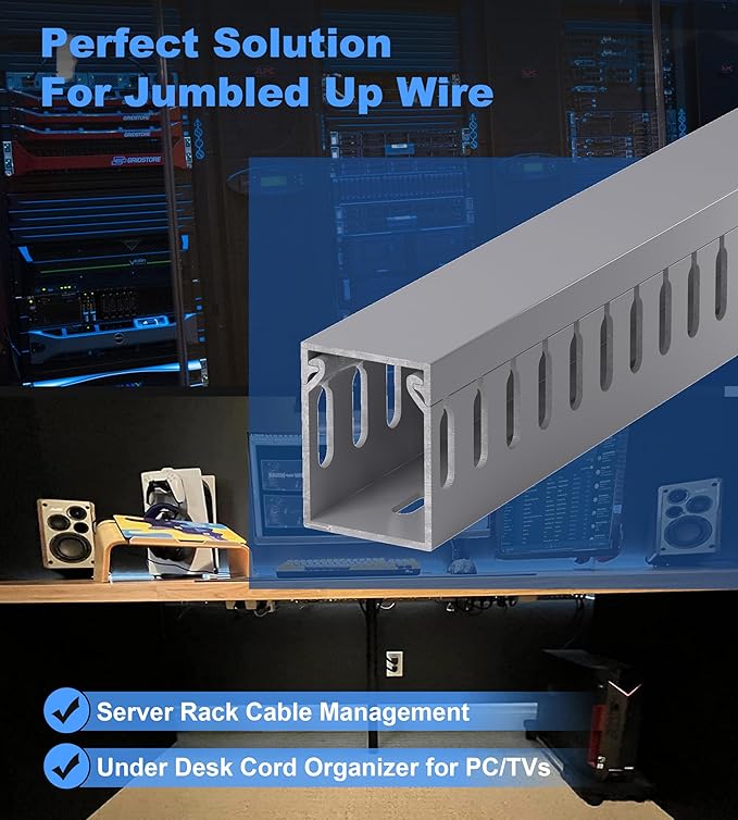 94.5in Professional Server Rack Cable Management Raceway, H1.6in x W1.2in Cable - Image 5