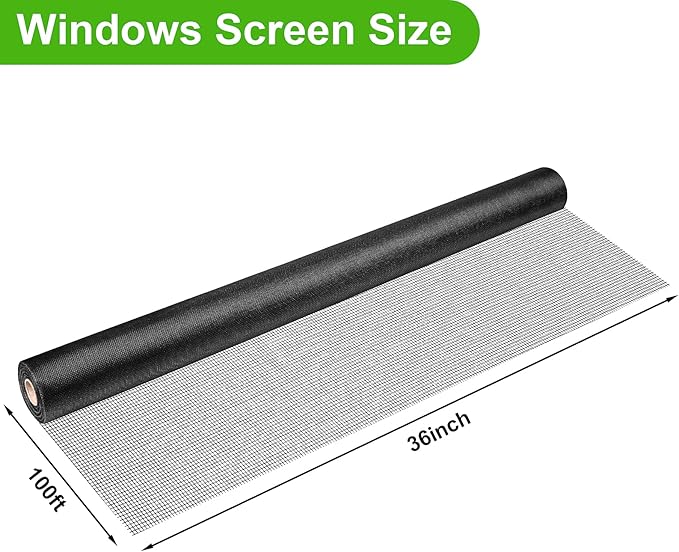 Ouskr Replacement Window Screens Roll, 36 inch x 100 feet Durable Window Screen - Image 2
