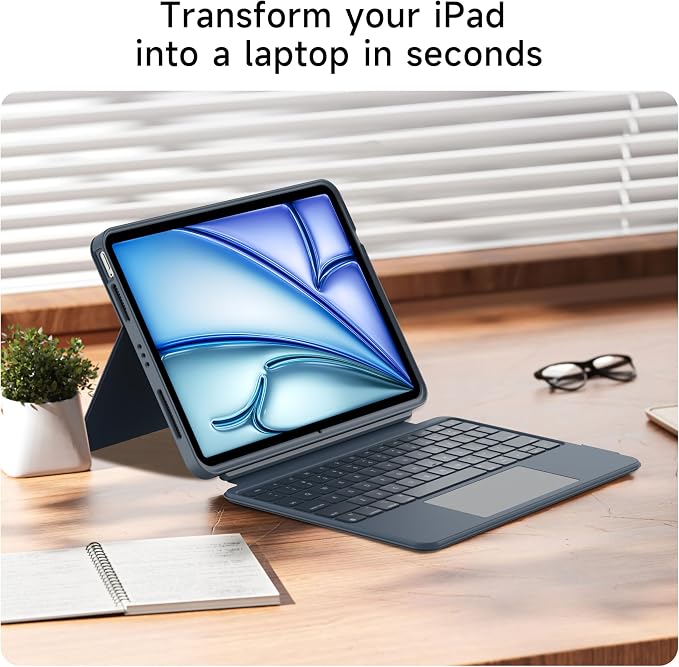 HOU iPad Air 11 Case with Keyboard Detachable Rotatable Magnetic Full - Image 7