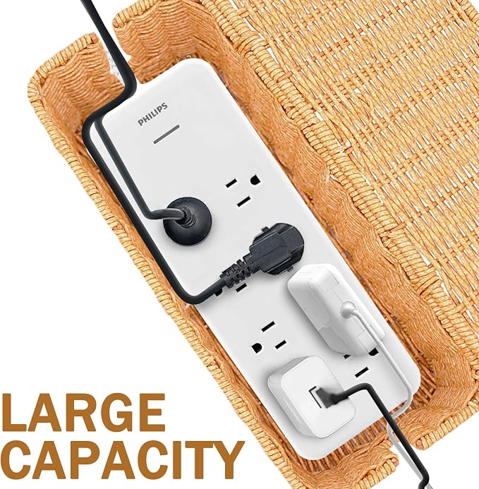 Cable Management Box, Handmade Imitation Rattan Cord Cable Organizer, Cable - Image 4