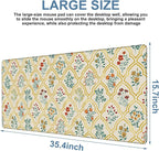 Large Mouse Pad Decorative Floral Gaming Desk Pad Computer Keyboard Non-Slip - Image 3