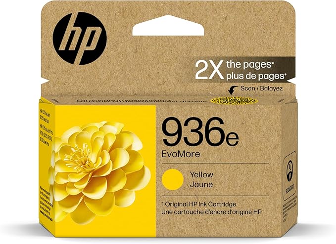 HP 936e EvoMore High Yield Yellow Ink Cartridge | Works OfficeJet 9120 Series by HP
