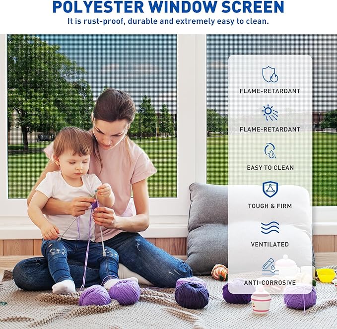 MAGZO Window Screen Replacement Mesh Roll, 37.4in × 16.4ft Heavy Duty Upgraded - Image 7