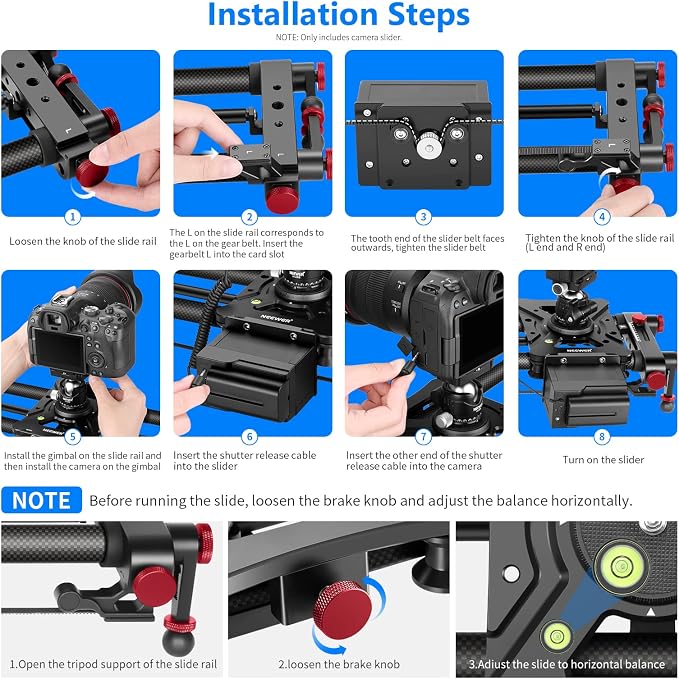 NEEWER 31.5"/80cm Motorized Camera Slider, App Wireless Control Carbon Fiber - Image 7