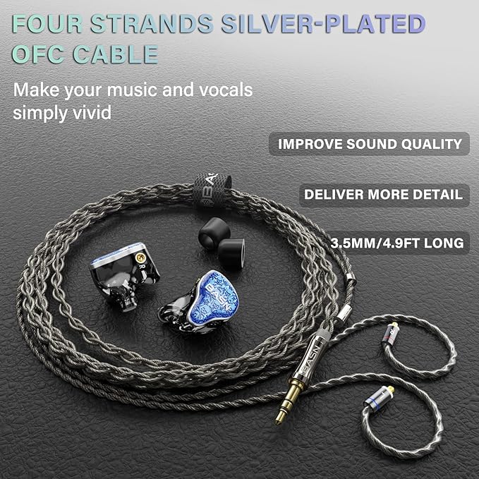 BASN Bmaster5 in Ear Monitors, 5 Drivers Drummer Headphones - Image 3
