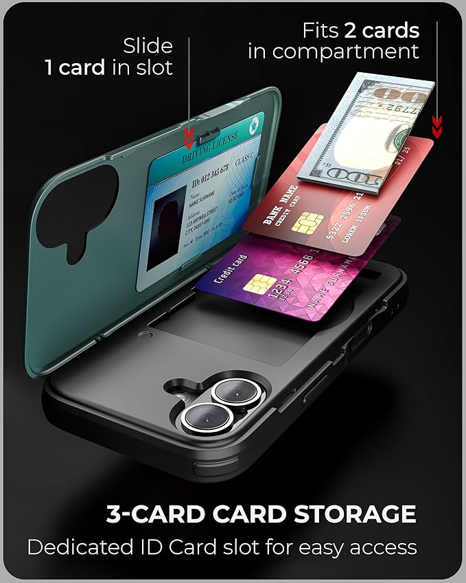 TORU CX Slim for iPhone 16 Case Wallet | Protective Shockproof Heavy Duty Cover - Image 3