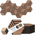 Mollywell Hexagon Acoustic Panels, Walnut TW4, 12 Pack |Wood Veneer|High by Mollywell
