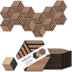 Mollywell Hexagon Acoustic Panels, Walnut TW4, 12 Pack |Wood Veneer|High by Mollywell