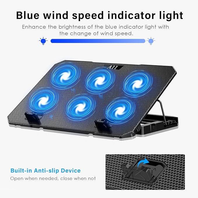Laptop Cooling Pad, Laptop Cooler 6 Quiet Fans - Image 5