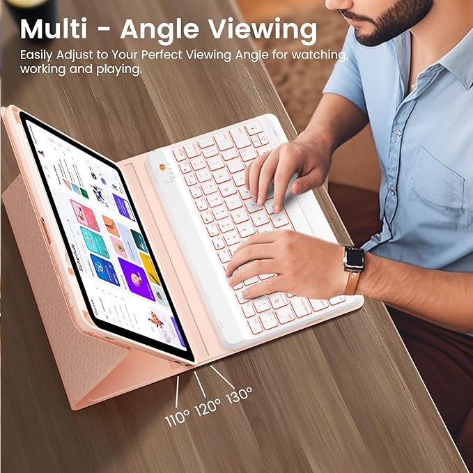 Keyboard Case for iPad Air 11-inch M2/Air 5th 4th Generation, 7-Color Backlit - Image 9