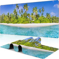 Tropical Nature Landscape Desk Mat, Large Summer Beach Seawater and Palm Trees by NIYLYNSYN