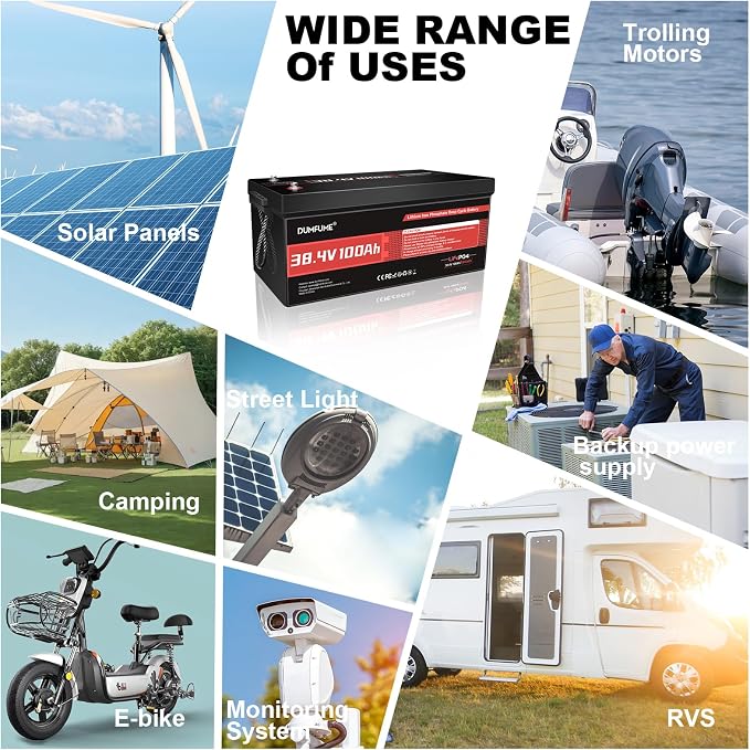 38.4V 100Ah LiFePO4 Lithium Battery Built-in 200A BMS & 15000 Cycles, 3840W - Image 5