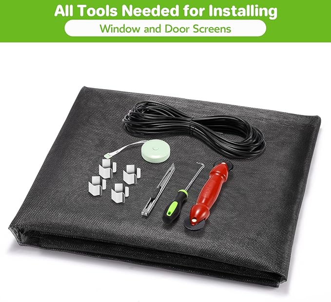FLYZZZ Windows Screen Door Repair Kit Fiberglass Mesh 48''x197'' Black Window - Image 6