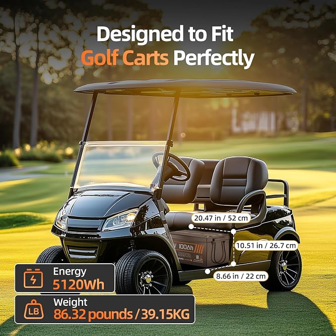 48V 100Ah LiFePO4 Golf Cart Lithium Battery Bluetooth - Image 2