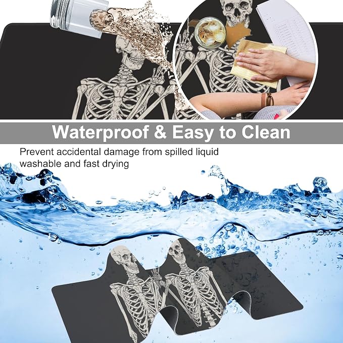 Human Skeletons Best Friends Desk Mat, Large Gothic Human Skeleton Gaming - Image 4
