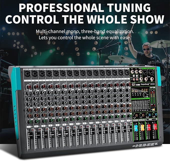 Depusheng MX16 16 Channel Sound Mixer Audio Mixing Console 48V 256DSP - Image 9