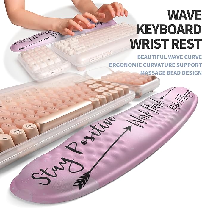 2-in-1 Ergonomic Set, Wave Keyboard Wrist Rest and Massage Slope Mouse Pad - Image 2