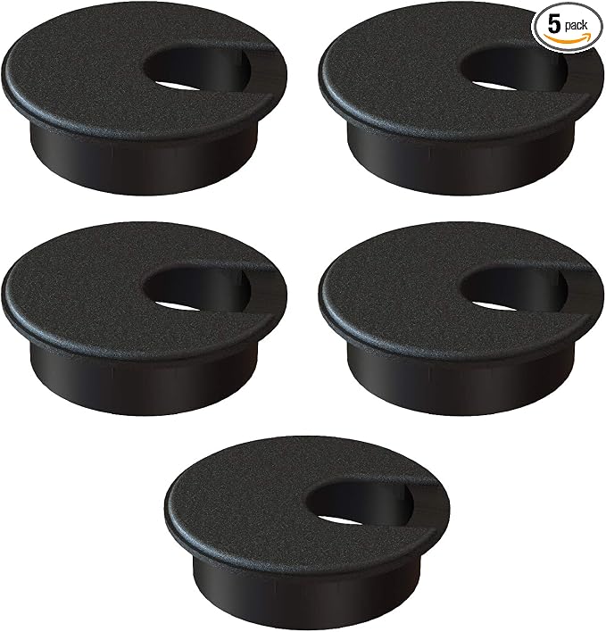 MAHDPRO Desk Grommet 2 Inch Pack of 5-Black ABS Plastic Cable Hole Cover to by MAHDPRO