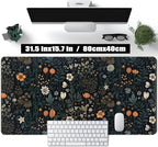 Cute Dark Floral Desk Mat Vintage Flowers Plant Mouse Pad XXL Large Extended - Image 2