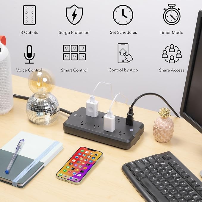 Geeni Surge Ultra Smart 8-Outlet Surge Protector – 6 Smart Outlets, 2 Always-On - Image 2
