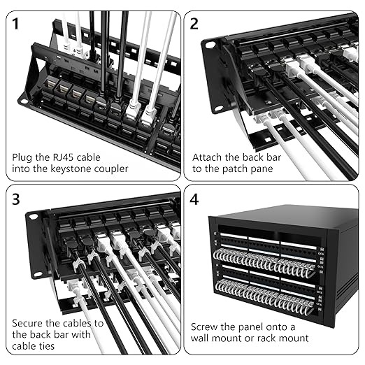 Jadaol 48 Port Patch Panel Rackmount or Wall Mount 19-Inch, 2U Cat6 Network - Image 7