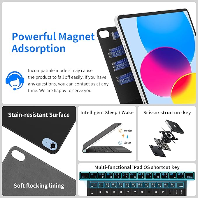Keyboard Case for iPad 11th and iPad 10th Generation, Magic Keyboard for ipad - Image 3