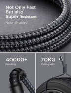 AINOPE USB to USB C Cable 3.1A Fast Charger Type C Right Angle, Resistant Nylon - Image 6