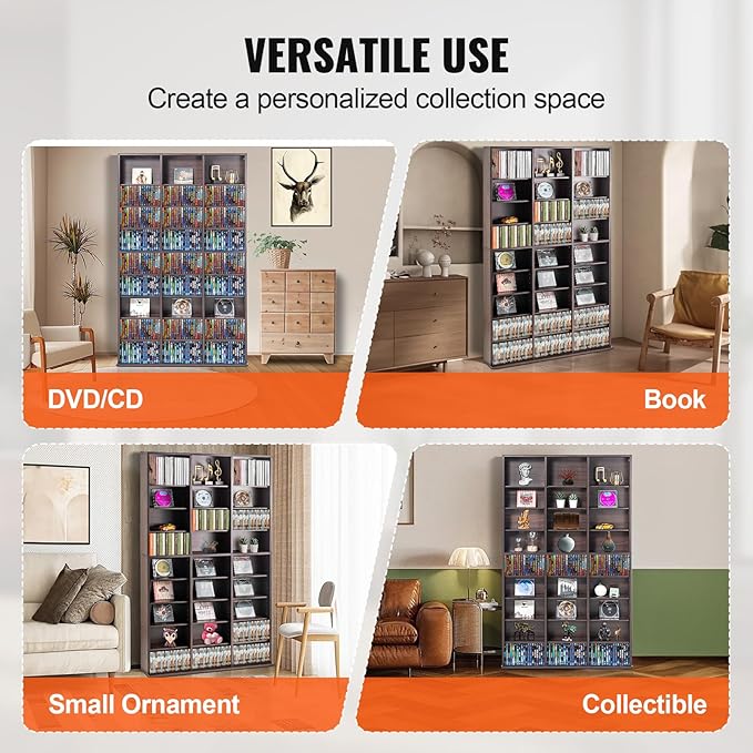 VEVOR Media Storage Cabinet, 9-Layer DVD Shelf Holds up to 756 CDs, Adjustable - Image 8