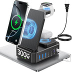 300W Charging Station for Multiple Devices Apple, 10 in 1 Wireless Charger for by Zutspzss