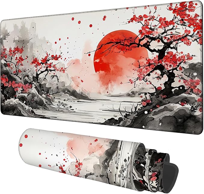 Large Mouse Pad Ink Painting Gaming Desk Pad Computer Keyboard Non-Slip by Unknown