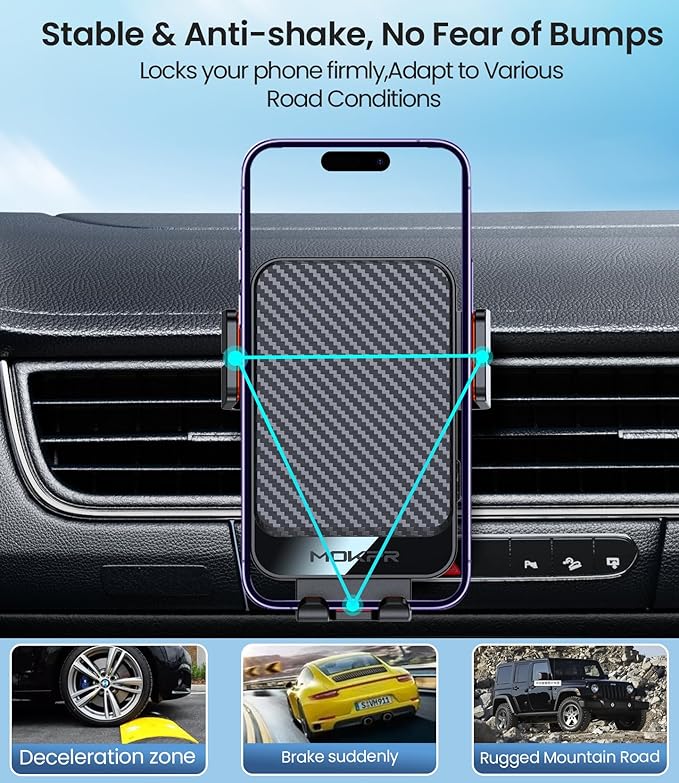 Wireless Car Charger, MOKPR 15W Fast Charging Auto-Clamping Car Mount - Image 6
