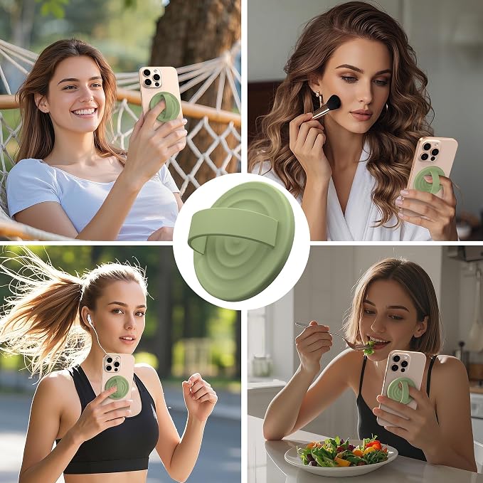 Magnetic Phone Ring Grip Holder, Silicone Finger Loop Grip, Compatible - Image 2