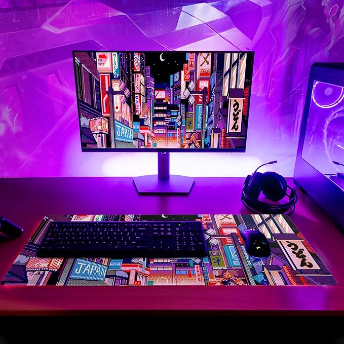 Dark Purple Japanese Gaming Mouse Pad Abstract Anime Mat 31.5x11.8 Inch Tokyo - Image 6