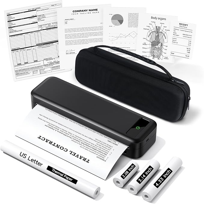 Portable Printers Wireless for Travel, Mobile Printer for Phone Laptop by TATTMUSE