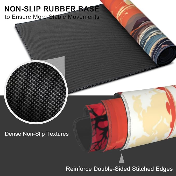 Mouse Pad, Large Huge Moon Over The Sea Desk Mat, Extended Non-Slip Gaming - Image 3