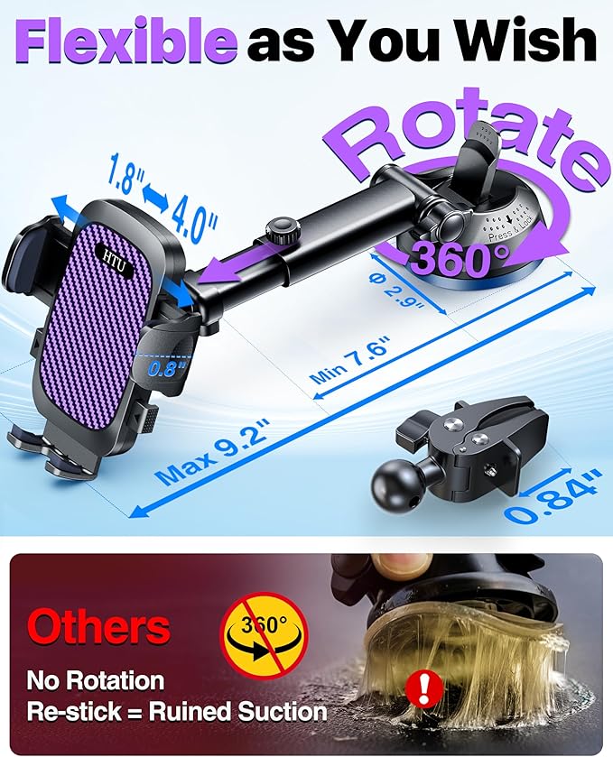 HTU 2025 Best Car Phone Holder 【Ultimate 5-in-1 & Upgraded 100+LBS Strongest - Image 8