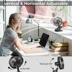 10000mAh Clip On Fan, 42H Run, Quiet & Auto Oscillating Table Fan, Rechargeable - Image 3