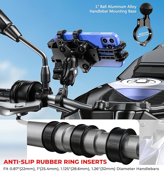 Motorcycle Phone Mount with Vibration Dampener, Anti-Shake Bike Phone Holder - Image 4