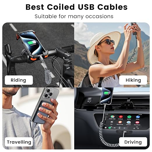 Coiled USB C to USB C Cable 2Pack 3FT Braided Retractable Fast Charging Cable - Image 7