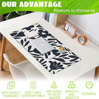 Desk Pad, Hand Drawn Leaves and Flowers Desk Mat, Abstract Plant Large Gaming - Image 4