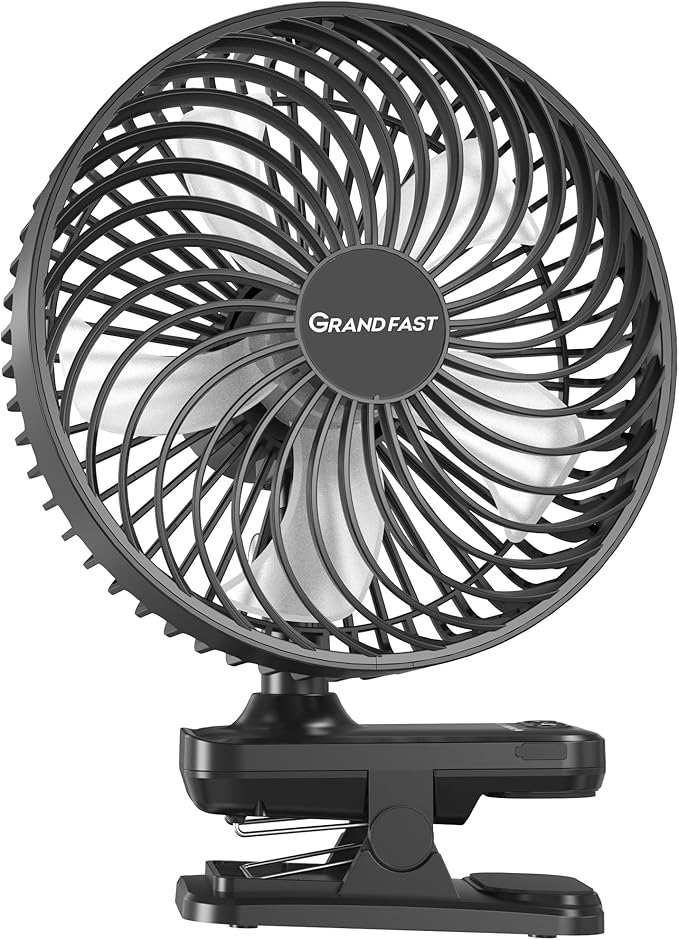10000mAh Clip On Fan, 42H Run, Quiet & Auto Oscillating Table Fan, Rechargeable by GRANDFAST