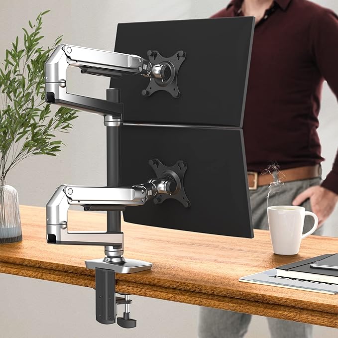Dual Monitor Mount, Holds Screens up to 40 Inches and 25 lbs, Fully Adjustable - Image 7