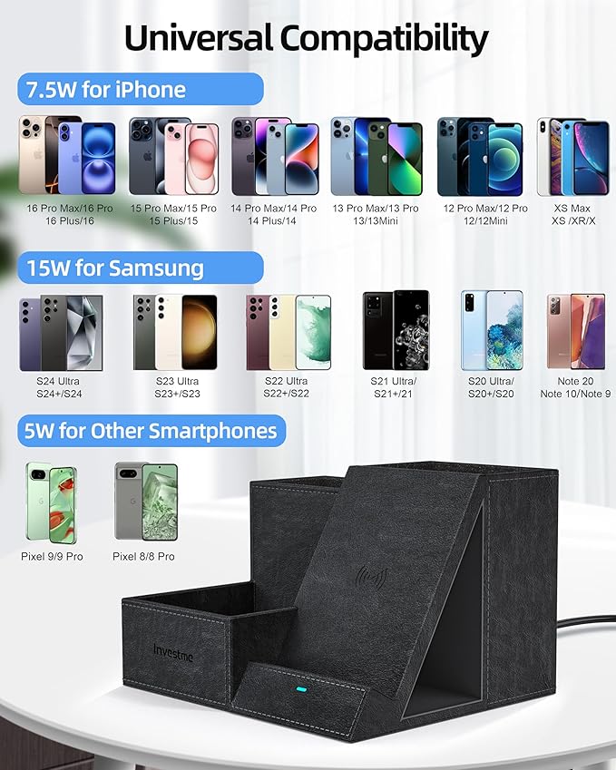 Wireless Charger with Desk Organizer, Pen Pencil Holder, Office Supplies and - Image 3