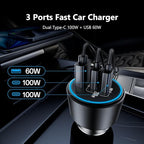USB C Car Charger Fast Charging 200W, Dual PD 100W Type C Car Charger, - Image 3