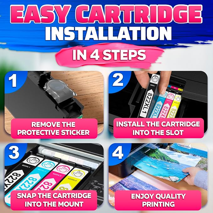 Reluen 5-Pcs 822XL Printer Ink Cartridges – High Capacity 2 Black & 3 Standard - Image 5
