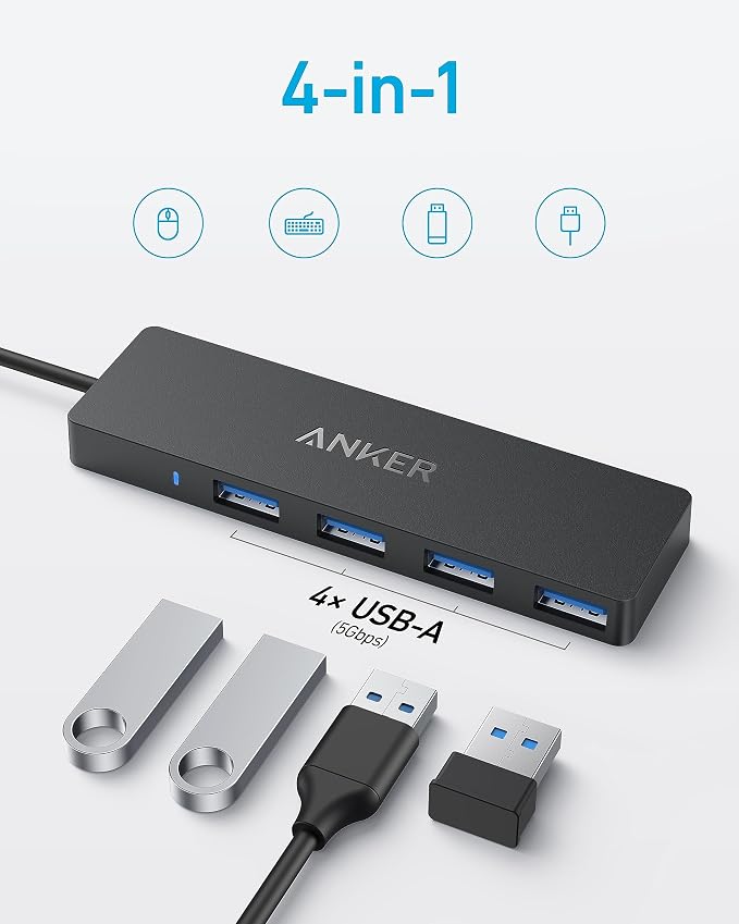 Anker 4-Port USB 3.0 Hub with 5Gbps Data Transfer, Ultra-Slim Data USB C Hub - Image 2