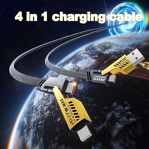 2Pack 4 in 1 Fast Charging Cable, Transferring Data, 6.65 Ft, Braided Cable 65W - Image 4