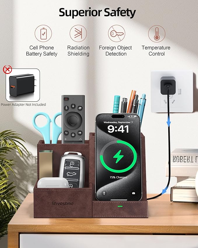 Wireless Charger with Desk Organizer, Pen Pencil Holder, Office Supplies and - Image 7