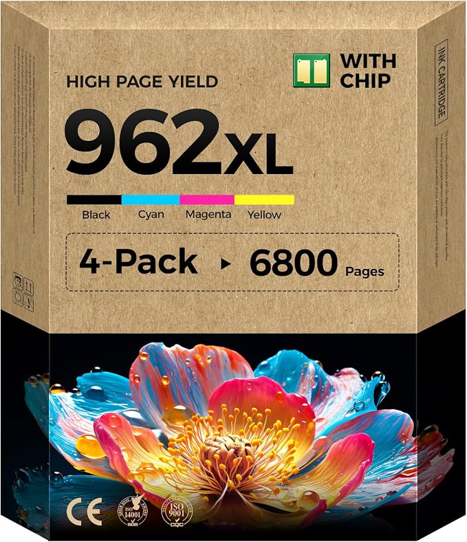 962XL Ink Cartridges Combo 4-Pack High Yield Replacement by INKBAY